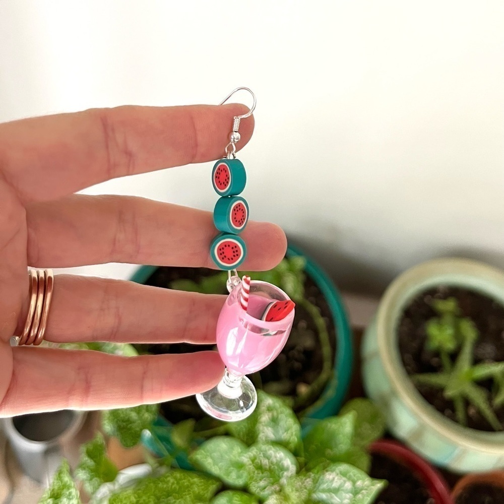 Handmade Watermelon Smoothie Earrings‎